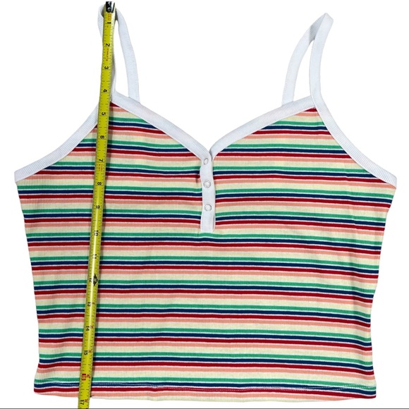 No Boundaries size large rainbow striped spaghetti strap ribbed crop top NWT - Picture 8 of 14